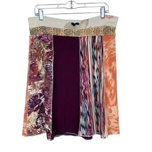Kind Apparel (Youer) Skirt Mixed Prints Knee Length Handmade Upcycled Women's L